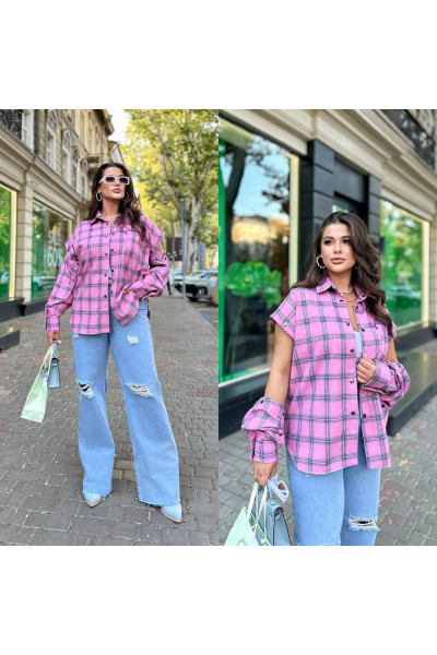 Сорочка жилет трансформер клітинка 134/5366