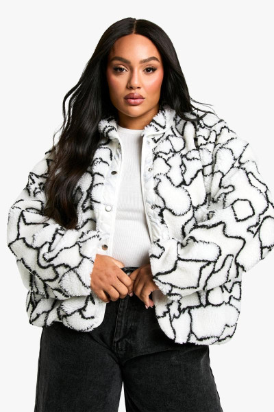 Плюс абстрактний принт Boxy Oversize Jacket