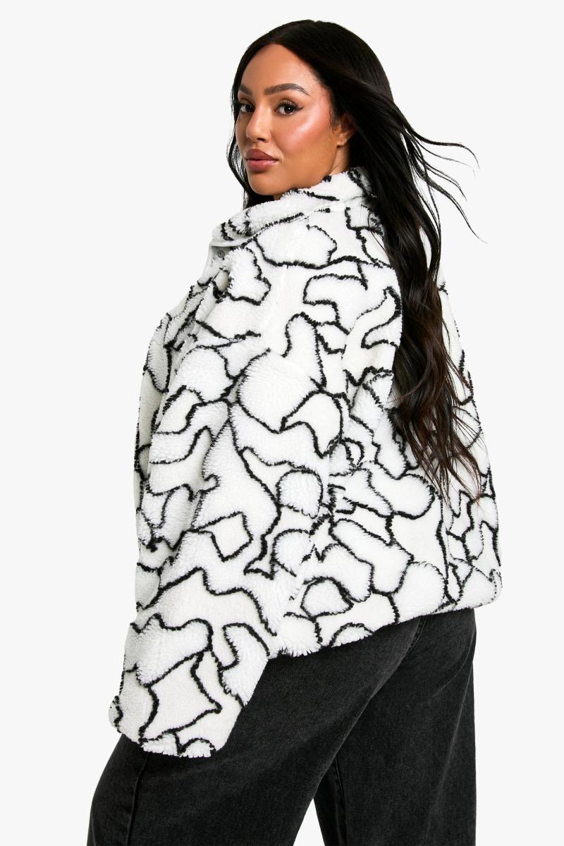 Плюс абстрактний принт Boxy Oversize Jacket