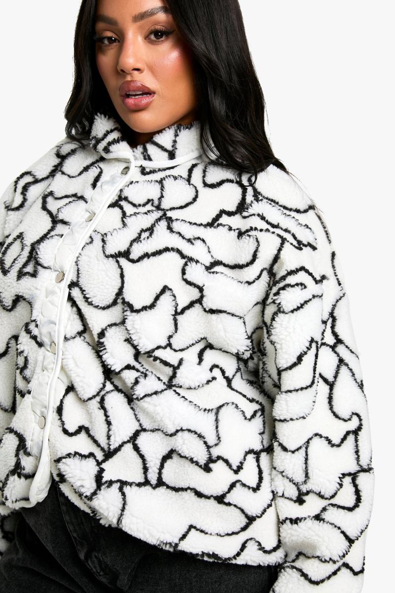 Плюс абстрактний принт Boxy Oversize Jacket