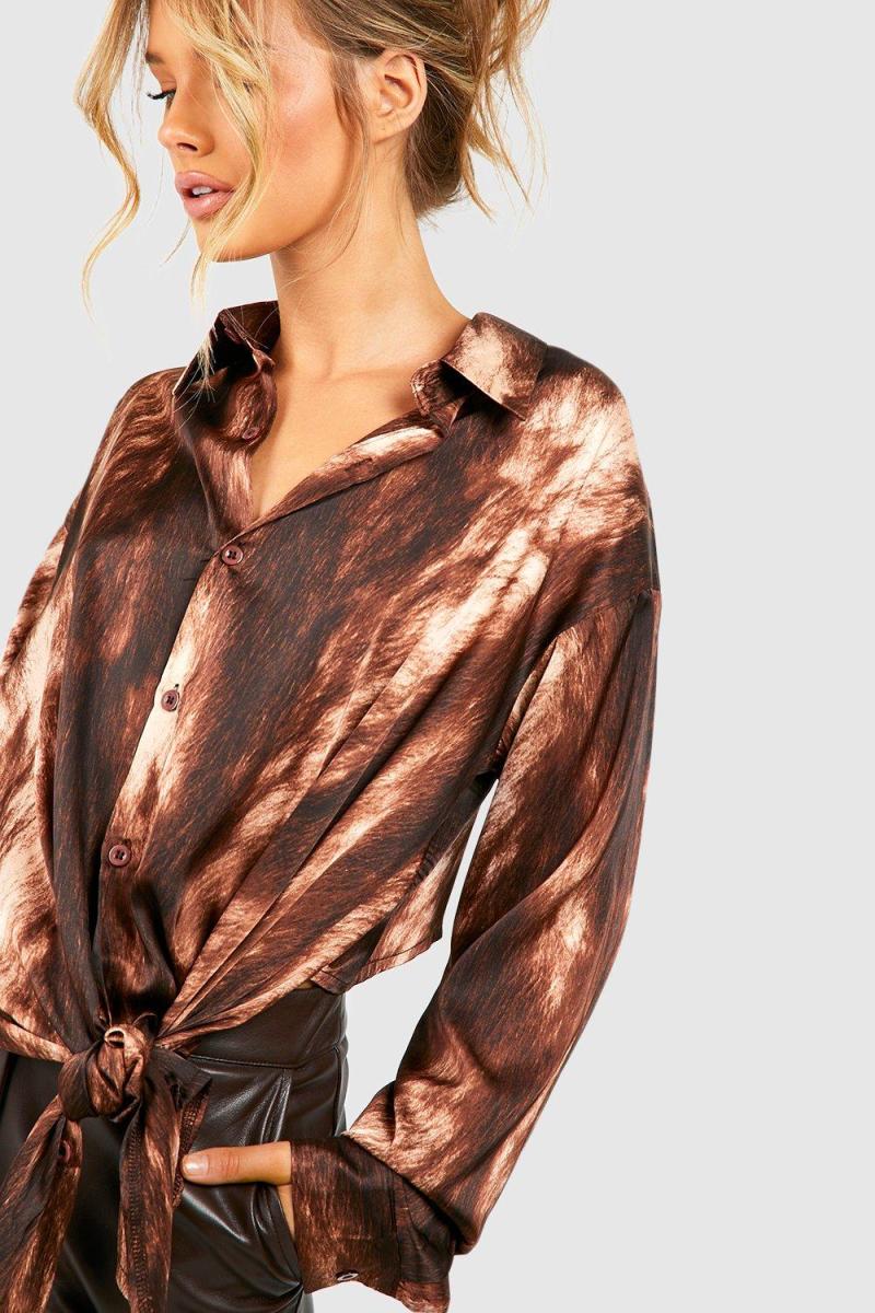 Атласна сорочка з абстрактним краваткою