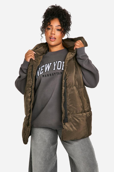 Plus Puffer без рукавів Longline Gilet