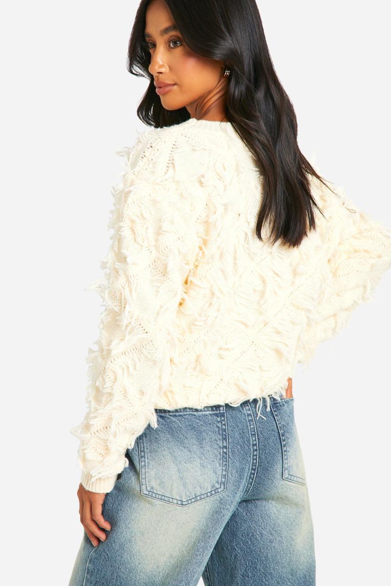 В’язаний джемпер з мініатюрною бахромою