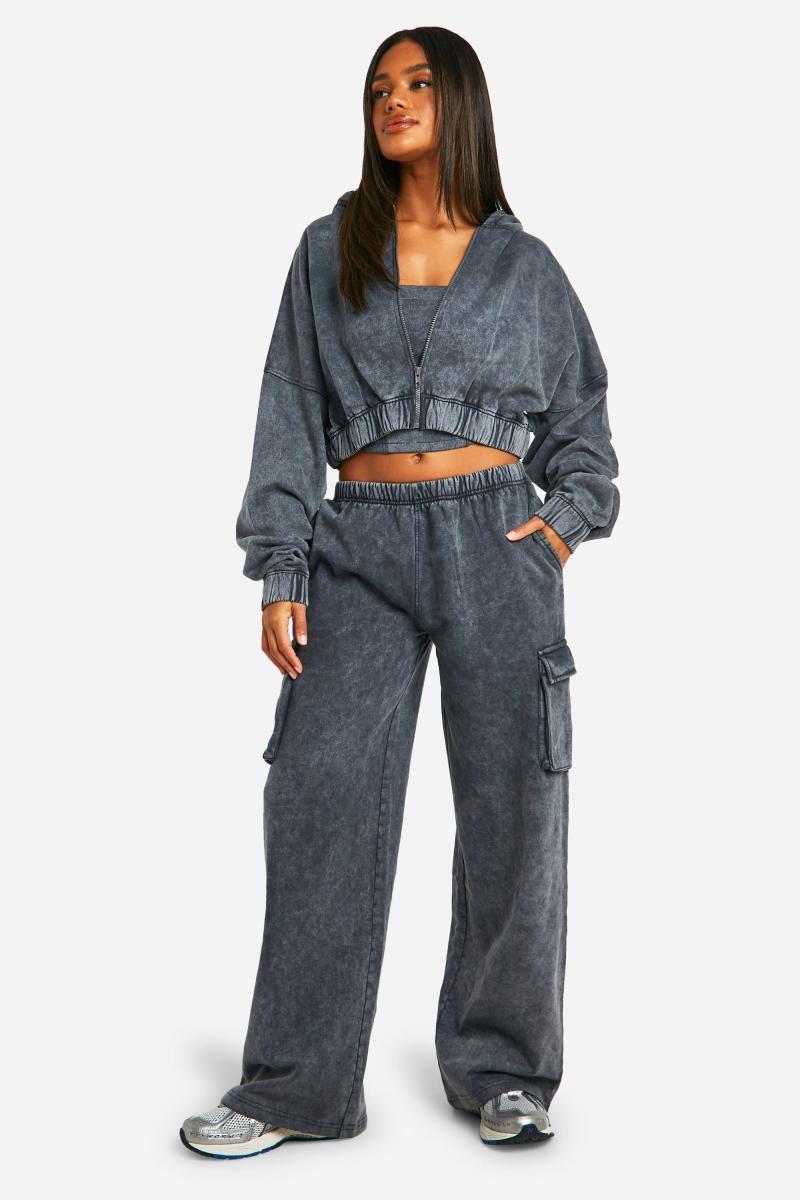 Спортивний костюм Acid Wash з капюшоном і трикомпонентним корсетом