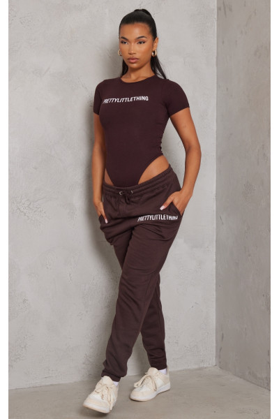 PrettyLittlething Chocolate Brown High Tast Taint Manted Jogger