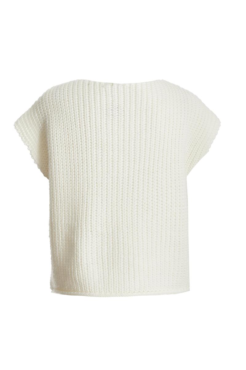 Бежевий в'язаний кардиган без рукавів