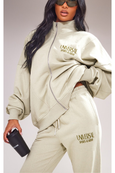 Топ із панелями на блискавці та принтом преміум-класу Sage Green