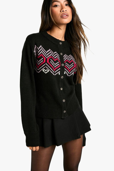 Різдвяний кардиган на ґудзиках Heart Fairisle