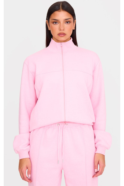 Толстовка дитячого рожевого кольору з високим вирізом на блискавці