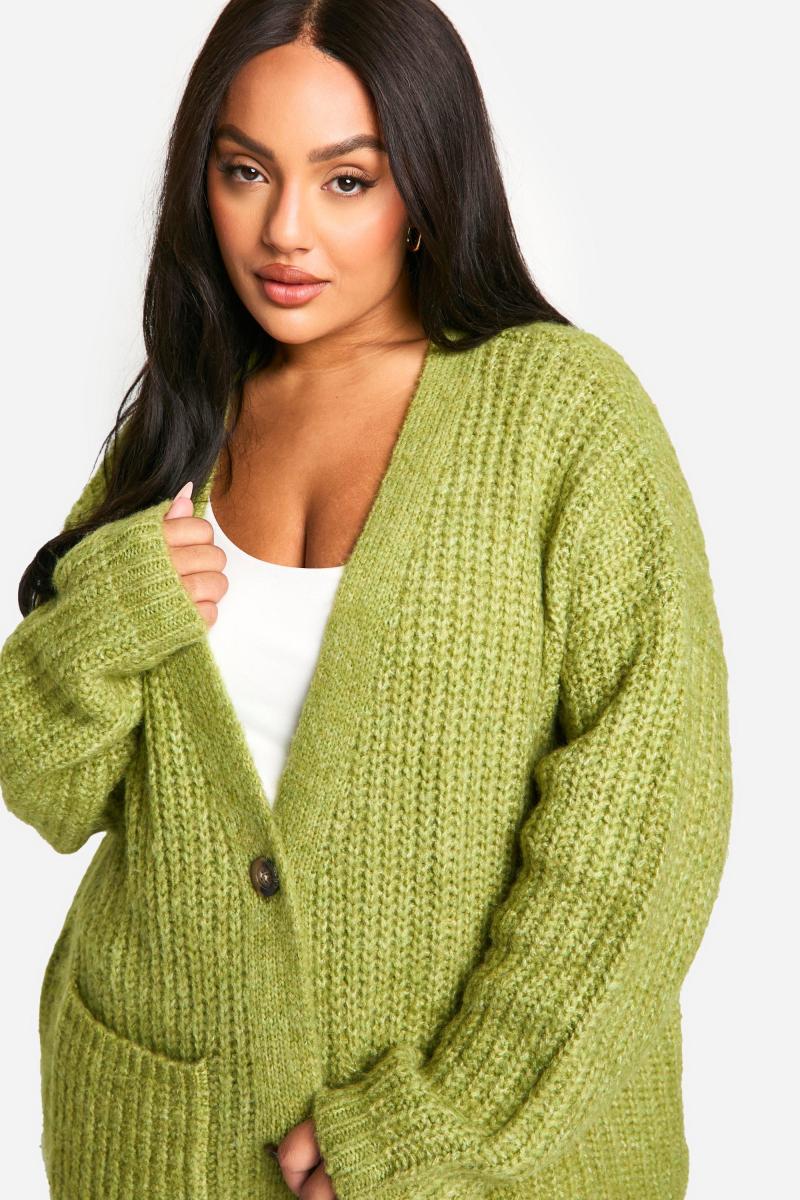 Плюс негабаритний м'який трикотажний хлопець кардиган