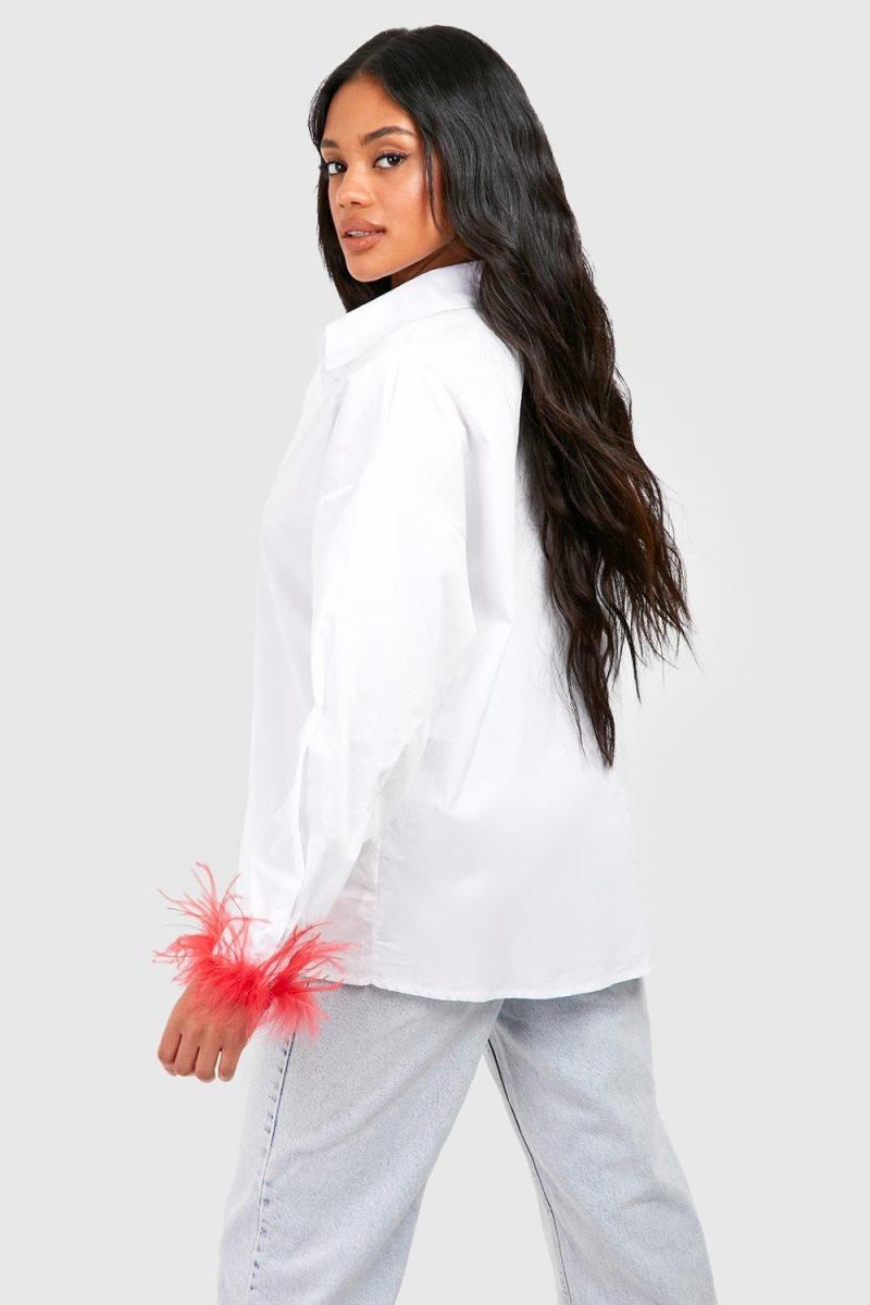 Рожева бавовняна поплінова велика сорочка з манжетами з пір'ям