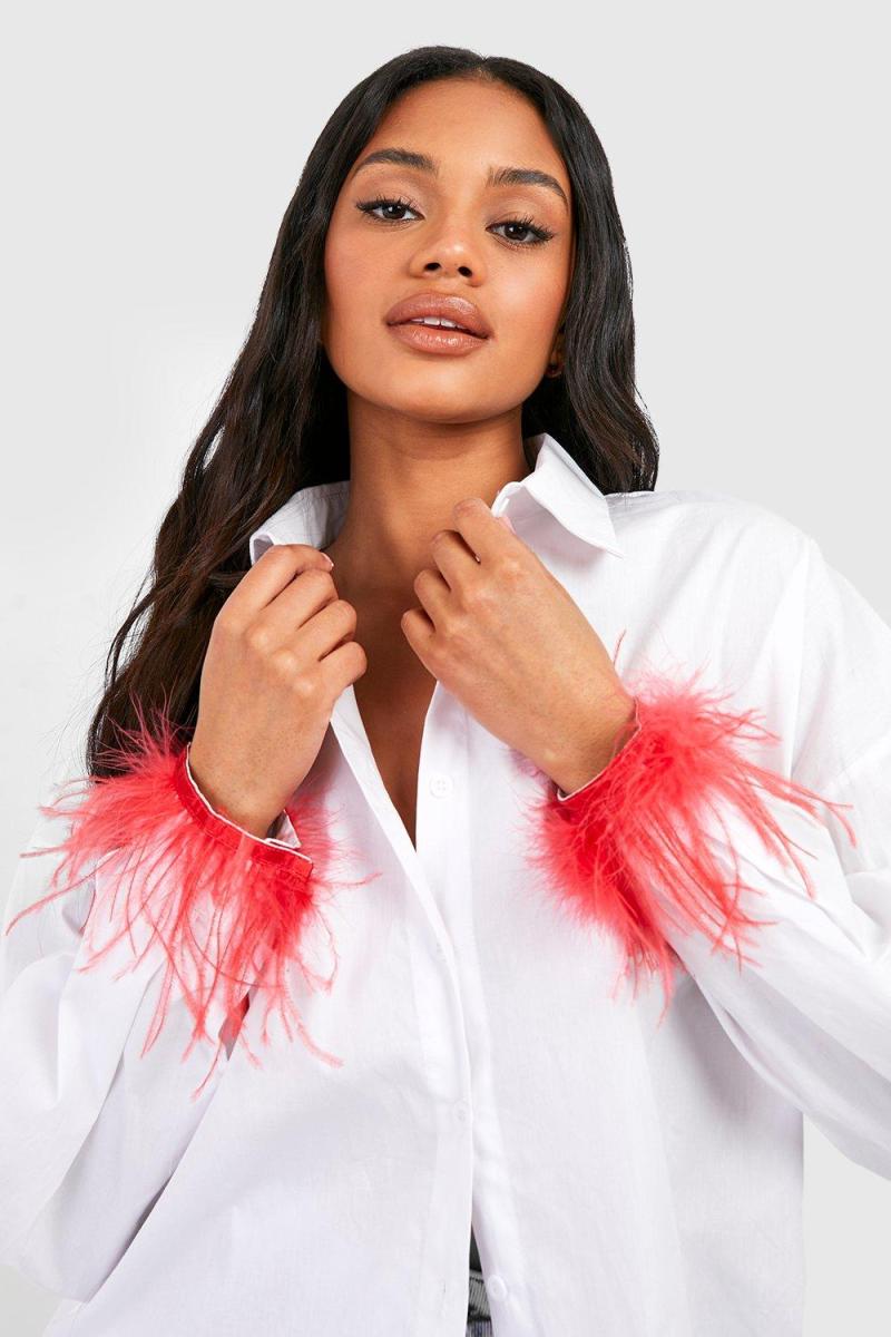 Рожева бавовняна поплінова велика сорочка з манжетами з пір'ям