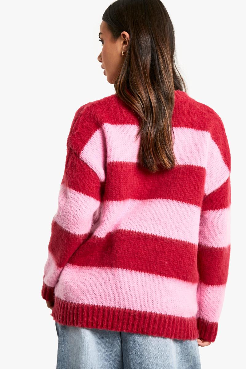 Маленький матовий смугастий негабаритний трикотажний джемпер