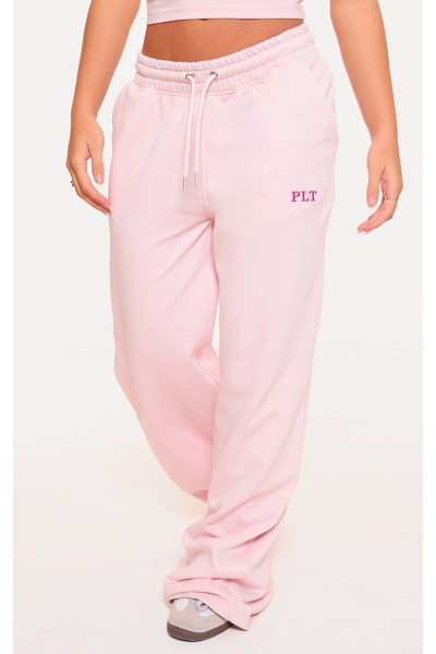 PrettyLittlething Slight Pink Meshed Right Rise Wide Wid Neg Jogger