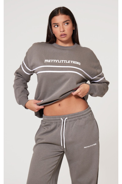 Великий світшот PRETTYLITTLETHING з темно-сірим контрастним принтом